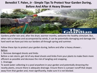 Benedict T. Palen, Jr - Simple Tips To Protect Your Garden During, Before And After A Heavy Shower