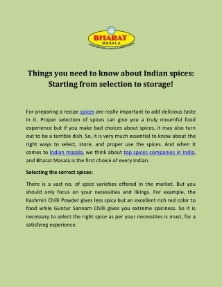 Things you need to know about Indian spices: Starting from selection to storage!