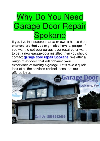 Why Do You Need Garage Door Repair Spokane