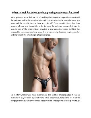 What to look for when you buy g-string underwear for men?