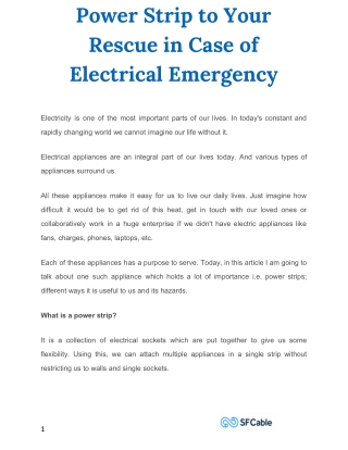 Power Strip to Your Rescue in Case of Electrical Emergency