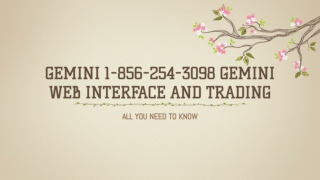 Gemini 1-856-254-3098 Gemini Web Interface and Trading Detail