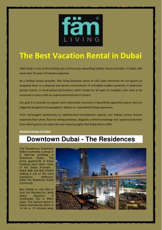 The Best Vacation Rental in Dubai