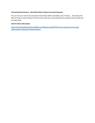 Virtual Assistant Services - Get Online Help To Enjoy Your Home Business