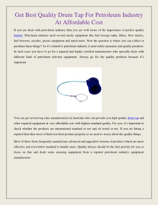 Get Best Quality Drum Tap For Petroleum Industry At Affordable Cost