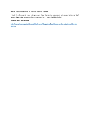 Virtual Assistance Service - A Business Idea For Fashion