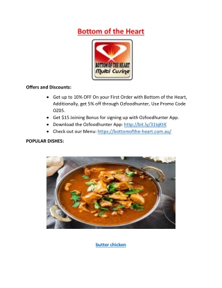 Bottom of the Heart – 10% off- Indian restaurant in ballarat, Melbourne VIC.
