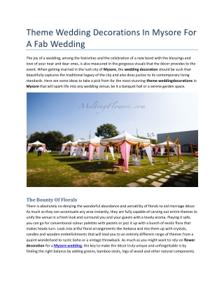 Theme Wedding Decorations In Mysore For A Fab Wedding