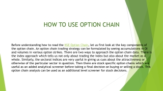 How to use option chain data for future and option trading