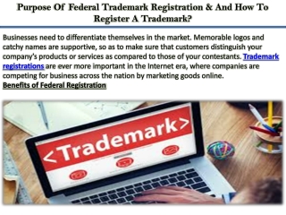Purpose Of Federal Trademark Registration & And How To Register A Trademark?