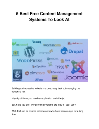 5 Best Free Content Management Systems To Look At