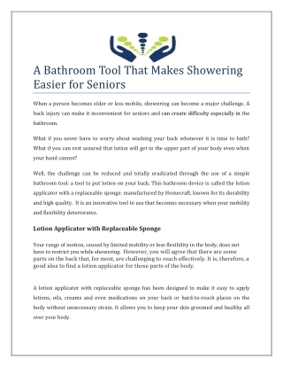 A Bathroom Tool That Makes Showering Easier for Seniors