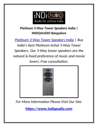 Platinum 3-Way Tower Speakers India | INDIQAUDIO Bangalore