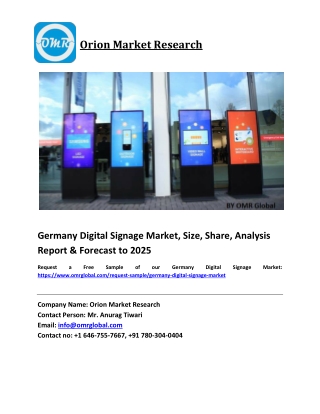 Germany Digital Signage Market Growth, Size, Share, Industry Report and Forecast 2019-2025