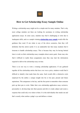 How to Get Scholarship Essay Sample Online