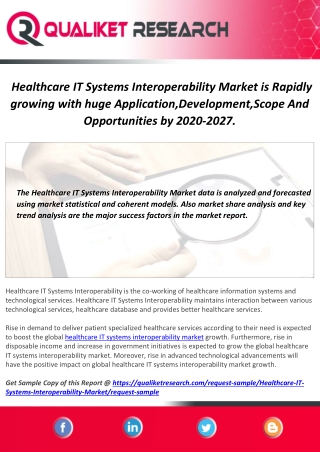 Healthcare IT Systems Interoperability Market is Rapidly growing with huge Application,Development,Scope And Opportuniti