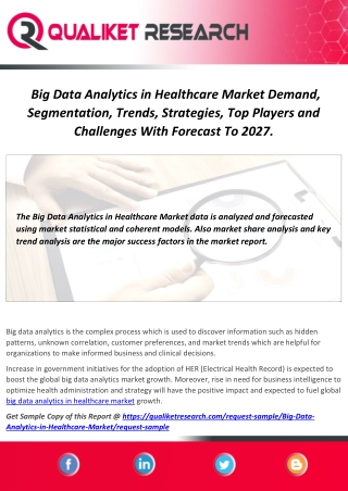 Big Data Analytics in Healthcare Market Demand, Segmentation, Trends, Strategies, Top Players and Challenges With Foreca