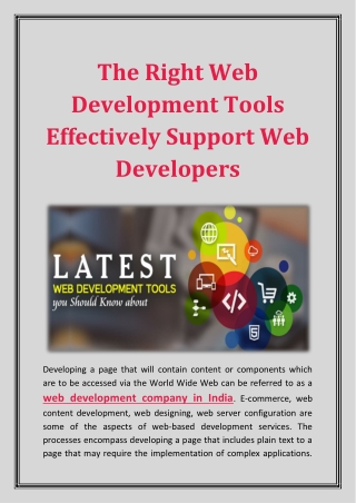 The Right Web Development Tools Effectively Support Web Developers