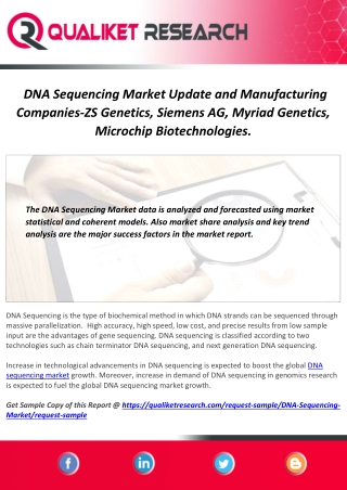 DNA Sequencing Market Update and Manufacturing Companies-ZS Genetics, Siemens AG, Myriad Genetics, Microchip Biotechnolo