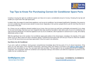 Top Tips to Know For Purchasing Correct Air Conditioner Spare Parts