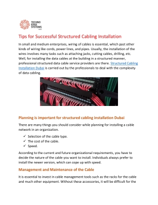 Tips For Successful Structured Cabling Installation