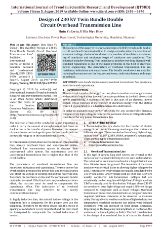 Design of 230 kV Twin Bundle Double Circuit Overhead Transmission Line