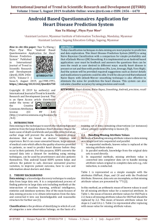 Android Based Questionnaires Application for Heart Disease Prediction System