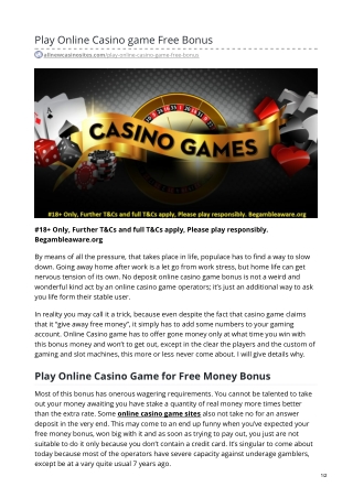 Play Online Casino game Free Bonus