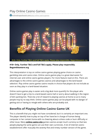 Play Online Casino Games