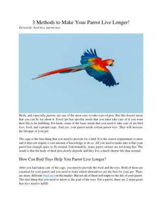 3 Methods to Make Your Parrot Live Longer!