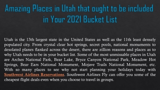 Amazing Places in Utah that ought to be included in Your 2021 Bucket List