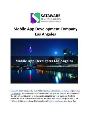 Mobile App Development Company Los Angeles