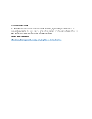 Tips To Find Chefs Online