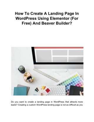 How To Create A Landing Page In WordPress Using Elementor (For Free) And Beaver Builder?