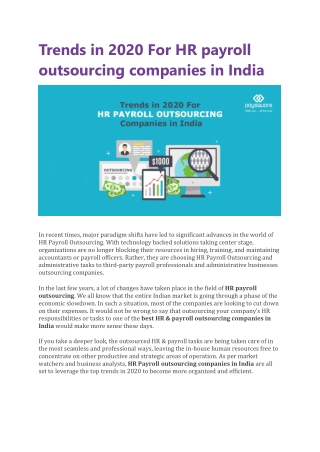 Trends in 2020 For HR payroll outsourcing companies in India