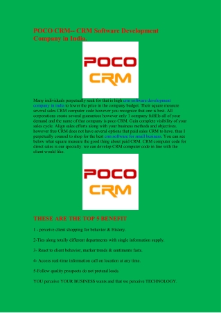 POCO CRM-- CRM Software Development Company in India.