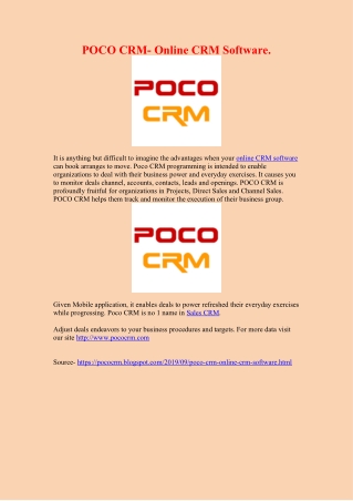 POCO CRM- Online CRM Software.