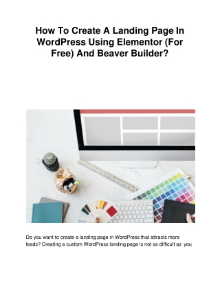 How To Create A Landing Page In WordPress Using Elementor (For Free) And Beaver Builder?