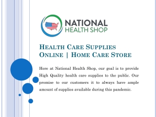 Health Care Supplies Online | Home Care Store | National Health Shop