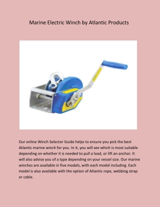 Marine Electric Winch by Atlantic Products