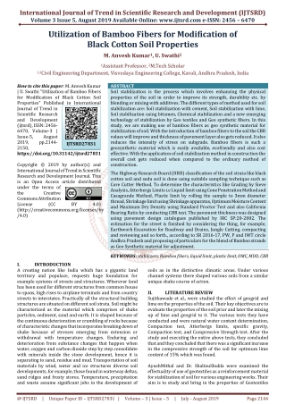 Utilization of Bamboo Fibers for Modification of Black Cotton Soil Properties