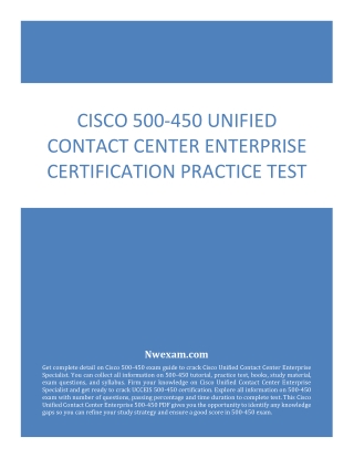 Cisco 500-450 Unified Contact Center Enterprise Certification Practice Test