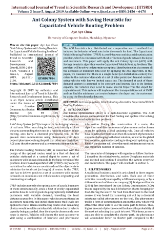 Ant Colony System with Saving Heuristic for Capacitated Vehicle Routing Problem