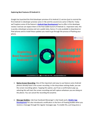 Exploring Best Features Of Android 11-Pixel Values Technolabs
