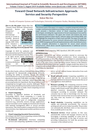 Toward Cloud Network Infrastructure Approach Service and Security Perspective