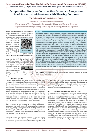 Comparative Study on Construction Sequence Analysis on Steel Structure without and with Floating Columns