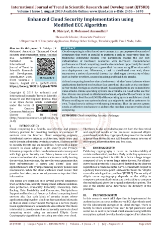 Enhanced Cloud Security Implementation using Modified ECC Algorithm