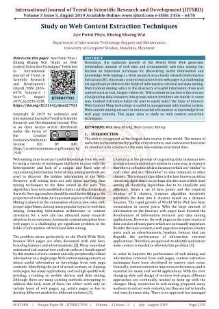 Study on Web Content Extraction Techniques