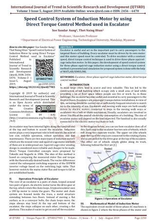 Speed Control System of Induction Motor by using Direct Torque Control Method used in Escalator