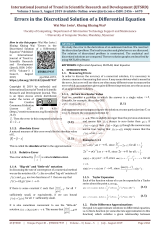 Errors in the Discretized Solution of a Differential Equation